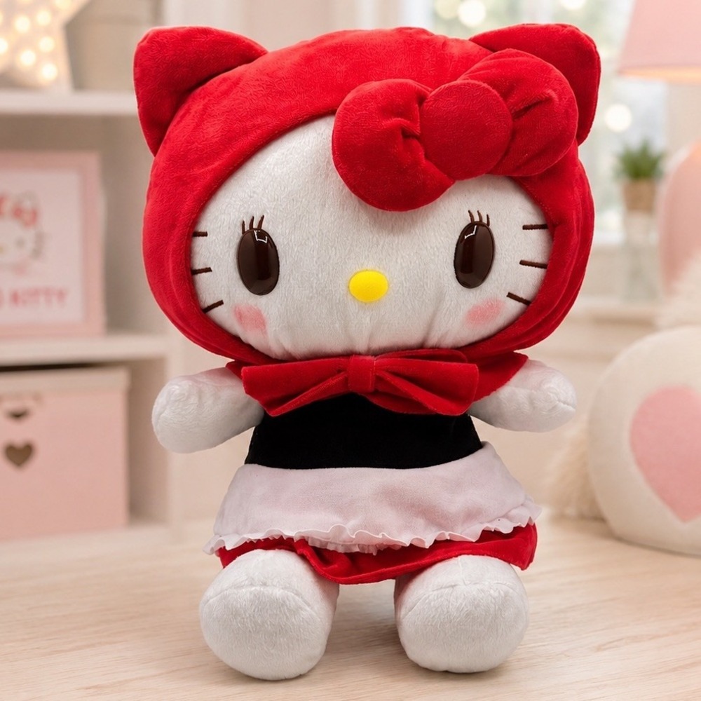 SEGA Sanrio Hello Kitty Plush 14"‎ Red Hood Black Dress 2019 Japan NWT Rare